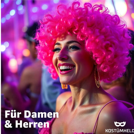 Afro Perücke – Voluminöse Lockenperücke für Fasching, Karneval & Mottopartys (Pink)