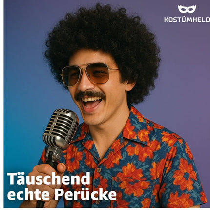 Afro Perücke – Voluminöse Lockenperücke für Fasching, Karneval & Mottopartys (Schwarz)