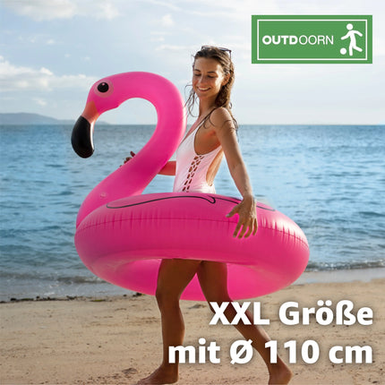 Aufblasbar Flamingo Schwimmring - pink mit 1x Getränkehalter - Pool & Wasser - Luftmatratze für Pool für Kinder & Erwachsene