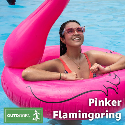 Aufblasbar Flamingo Schwimmring - pink mit 1x Getränkehalter - Pool & Wasser - Luftmatratze für Pool für Kinder & Erwachsene