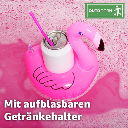 Aufblasbar Flamingo Schwimmring - pink mit 1x Getränkehalter - Pool & Wasser - Luftmatratze für Pool für Kinder & Erwachsene