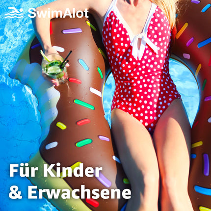 Aufblasbar angebissener Donut braun Ø 120 cm Schwimmring Donut Schwimmreifen mit Getränkehalter