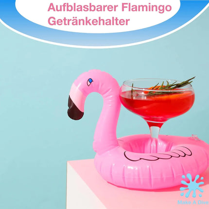 Aufblasbarer Flamingo Getränkehalter - Schwimmender Becher & Dosenhalter für Poolpartys - aufblasbar Schwimmreif