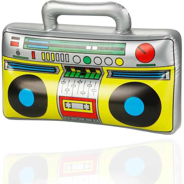 Aufblasbarer Ghettoblaster ca 45 x 42 cm - 80er 90er Fasching & Karneval - Outfit Party Accessoires Kostüm - Bad Taste Assi Retro - Hip Hop Radio Walkman