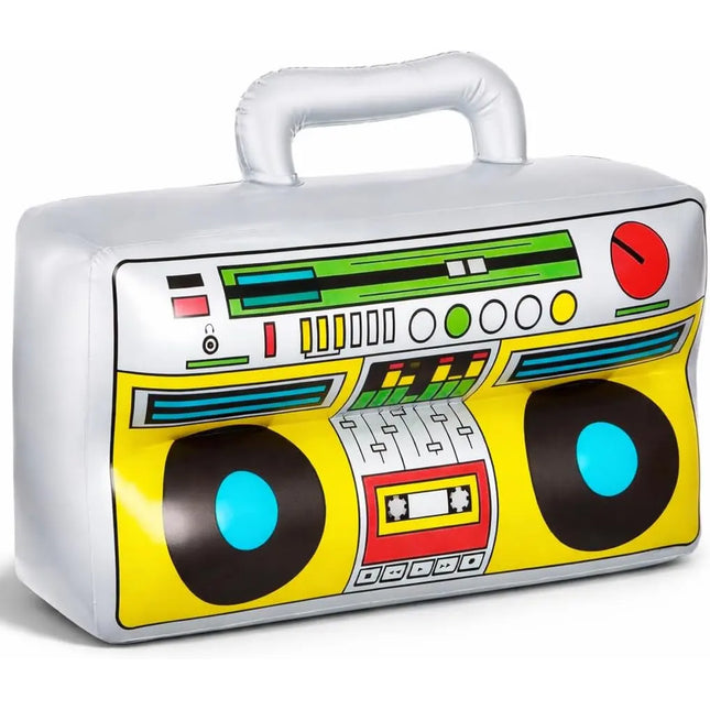Aufblasbarer Ghettoblaster ca 45 x 42 cm – 80er 90er Hip Hop Radio Walkman – Fasching & Karneval – Outfit Party Accessoires Kostüm Bad Taste Assi Retro