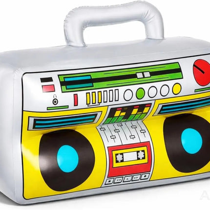 Aufblasbarer Ghettoblaster ca 45 x 42 cm – 80er 90er Hip Hop Radio Walkman – Fasching & Karneval – Outfit Party Accessoires Kostüm Bad Taste Assi Retro