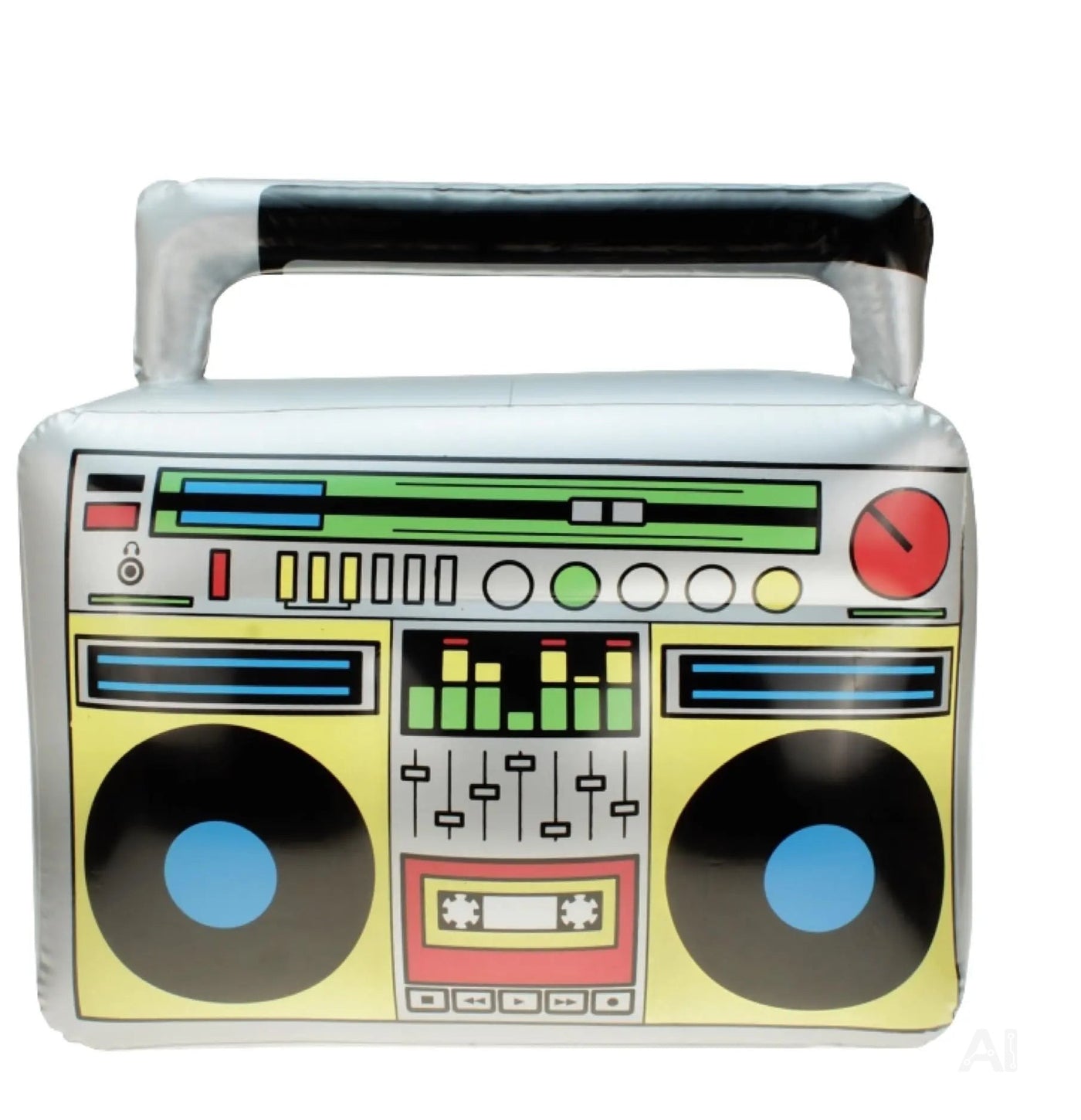 Aufblasbarer Ghettoblaster ca 45 x 42 cm – Hip Hop Radio Walkman – 80er 90er Fasching & Karneval – Outfit Party Accessoires Kostüm – Bad Taste Assi Retro