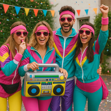Aufblasbarer Ghettoblaster ca 45 x 42 cm – Hip Hop Radio Walkman – 80er 90er Fasching & Karneval – Outfit Party Accessoires Kostüm – Bad Taste Assi Retro