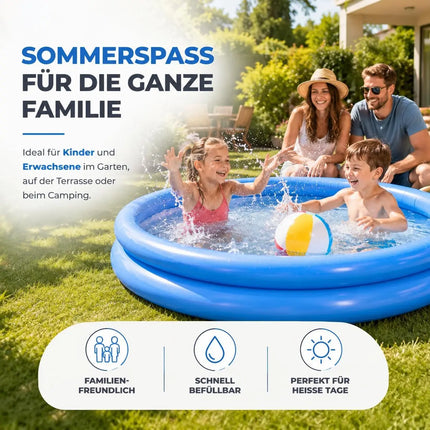 Aufblasbarer Pool rund – Aufstellpool für Kinder & Erwachsene – Gartenpool aus strapazierfähigem PVC für Badespaß im Sommer (∅114 cm)