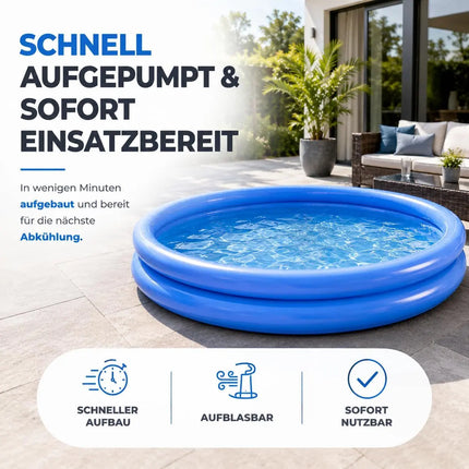 Aufblasbarer Pool rund – Aufstellpool für Kinder & Erwachsene – Gartenpool aus strapazierfähigem PVC für Badespaß im Sommer (∅114 cm)