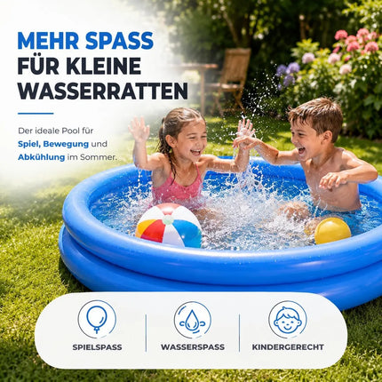 Aufblasbarer Pool rund – Aufstellpool für Kinder & Erwachsene – Gartenpool aus strapazierfähigem PVC für Badespaß im Sommer (∅114 cm)