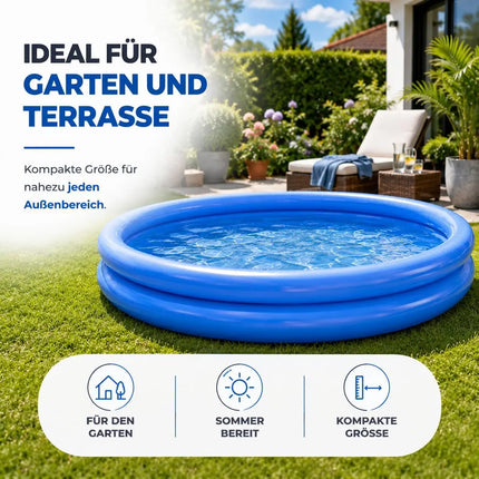 Aufblasbarer Pool rund – Aufstellpool für Kinder & Erwachsene – Gartenpool aus strapazierfähigem PVC für Badespaß im Sommer (∅114 cm)