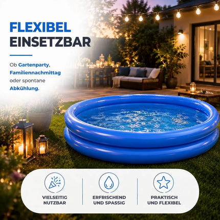 Aufblasbarer Pool rund – Aufstellpool für Kinder & Erwachsene – Gartenpool aus strapazierfähigem PVC für Badespaß im Sommer (∅114 cm)