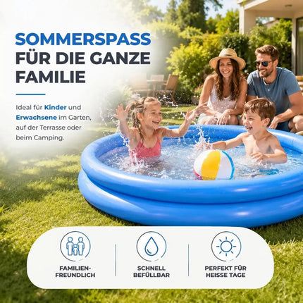 Aufblasbarer Pool rund – Aufstellpool für Kinder & Erwachsene – Gartenpool aus strapazierfähigem PVC für Badespaß im Sommer (∅114 cm)