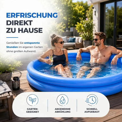 Aufblasbarer Pool rund – Aufstellpool für Kinder & Erwachsene – Gartenpool aus strapazierfähigem PVC für Badespaß im Sommer (∅114 cm)