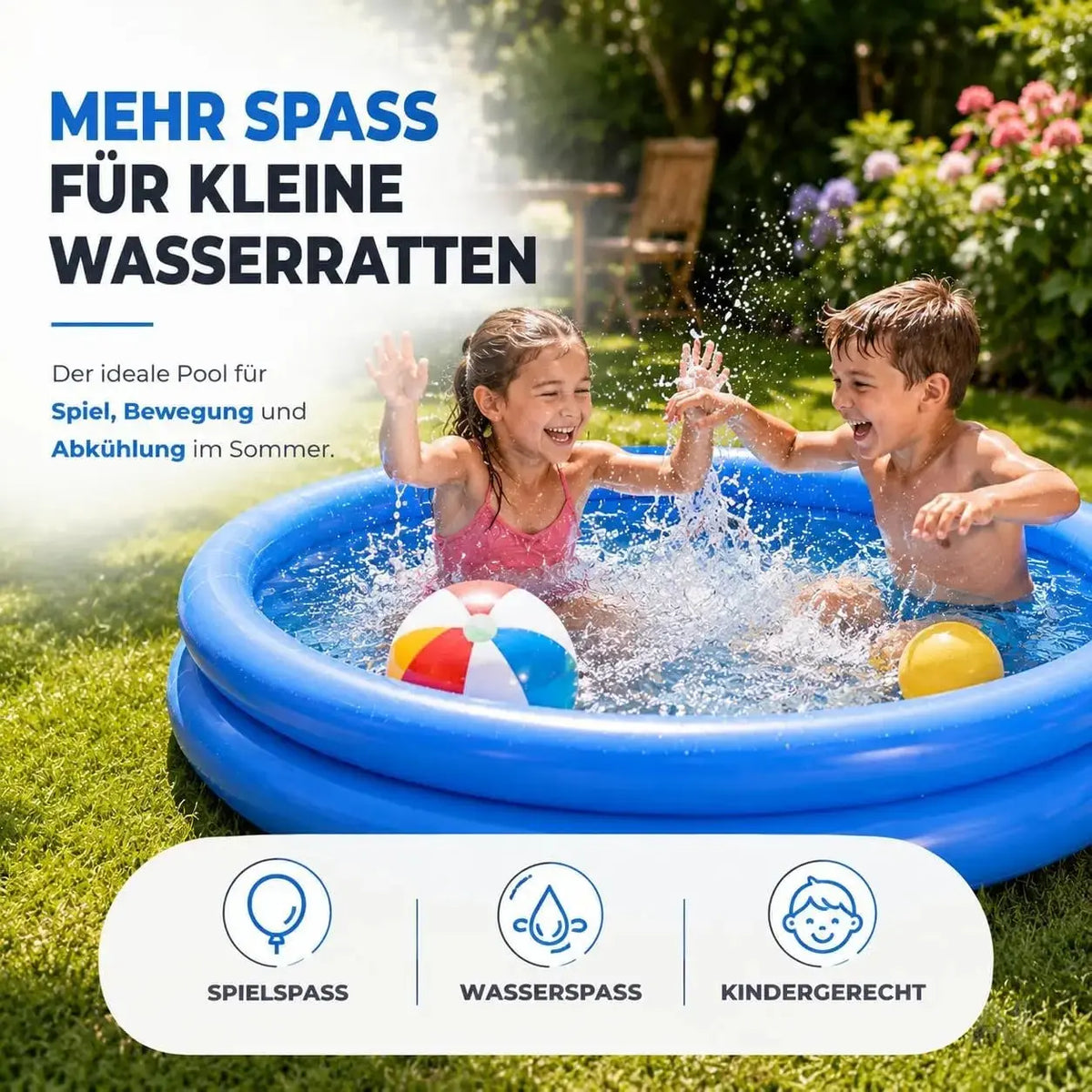 Aufblasbarer Pool rund – Aufstellpool für Kinder & Erwachsene – Gartenpool aus strapazierfähigem – Detailansicht 6