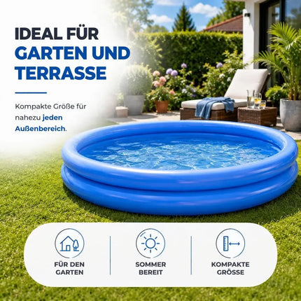Aufblasbarer Pool rund – Aufstellpool für Kinder & Erwachsene – Gartenpool aus strapazierfähigem PVC für Badespaß im Sommer (∅114 cm)