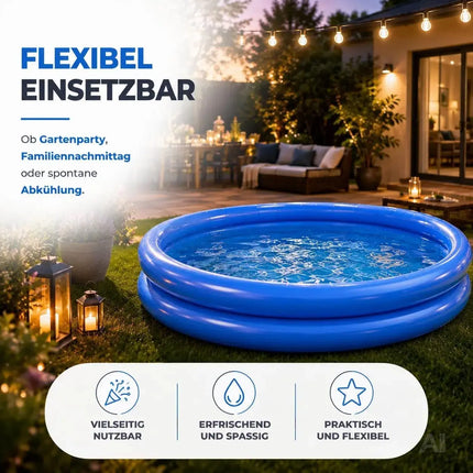 Aufblasbarer Pool rund – Aufstellpool für Kinder & Erwachsene – Gartenpool aus strapazierfähigem PVC für Badespaß im Sommer (∅114 cm)
