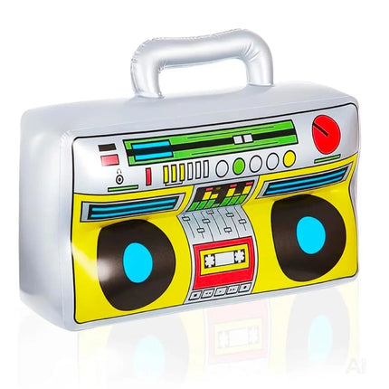 Aufblasbarer Retro Ghettoblaster ca 45 x 42 cm – Hip Hop Radio Walkman – 80er 90er Outfit Party Accessoires Kostüm – Fasching Karneval Bad Taste Assi