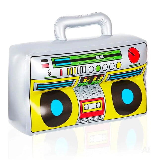 Aufblasbarer Retro Ghettoblaster ca 45 x 42 cm – Hip Hop Radio Walkman – 80er 90er Outfit Party