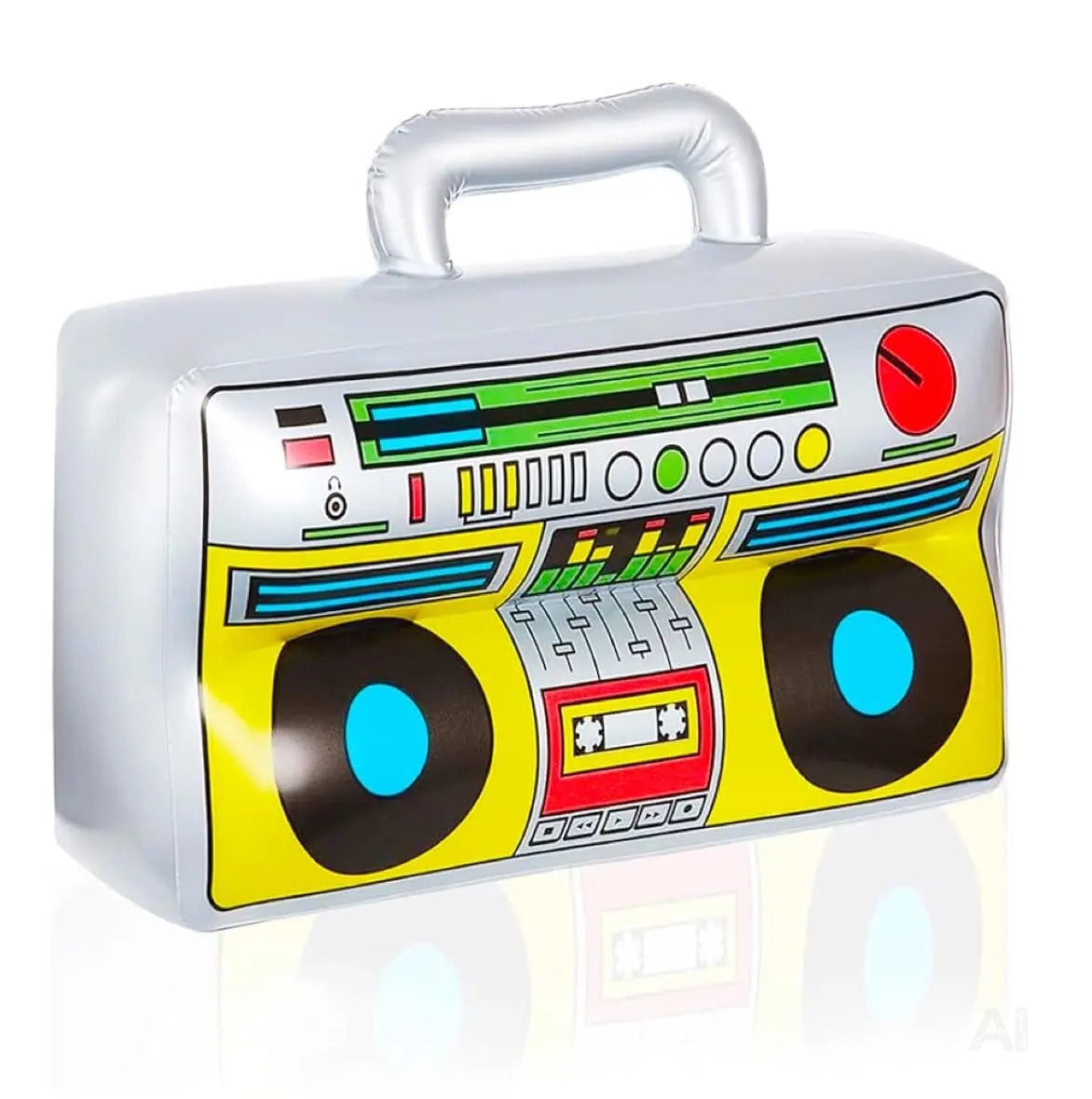 Aufblasbarer Retro Ghettoblaster ca 45 x 42 cm – Hip Hop Radio Walkman – 80er 90er Outfit Party Accessoires Kostüm – Fasching Karneval Bad Taste Assi