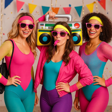 Aufblasbarer Retro Ghettoblaster ca 45 x 42 cm – Hip Hop Radio Walkman – 80er 90er Outfit Party Accessoires Kostüm – Fasching Karneval Bad Taste Assi