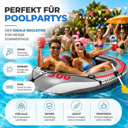 Aufblasbares Schlauchboot 220 x 110 cm – Paddelboot & Ruderboot für Kinder & Erwachsene – inkl. Paddel & Halteseilen