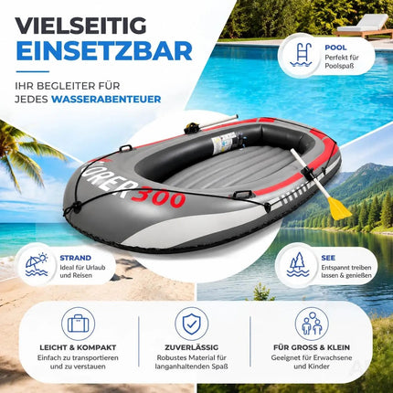 Aufblasbares Schlauchboot 220 x 110 cm – Paddelboot & Ruderboot für Kinder & Erwachsene – inkl. Paddel & Halteseilen