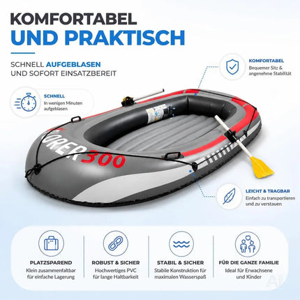 Aufblasbares Schlauchboot 220 x 110 cm – Paddelboot & Ruderboot für Kinder & Erwachsene – inkl. Paddel & Halteseilen