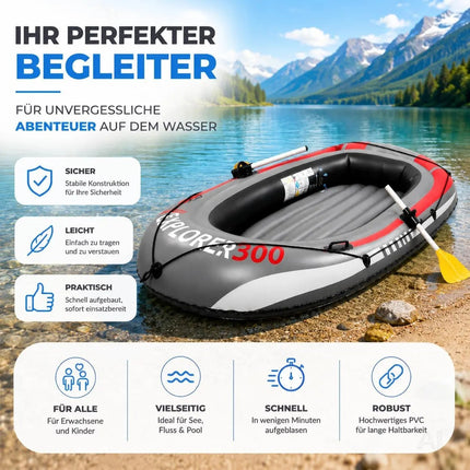 Aufblasbares Schlauchboot 220 x 110 cm – Paddelboot & Ruderboot für Kinder & Erwachsene – inkl. Paddel & Halteseilen