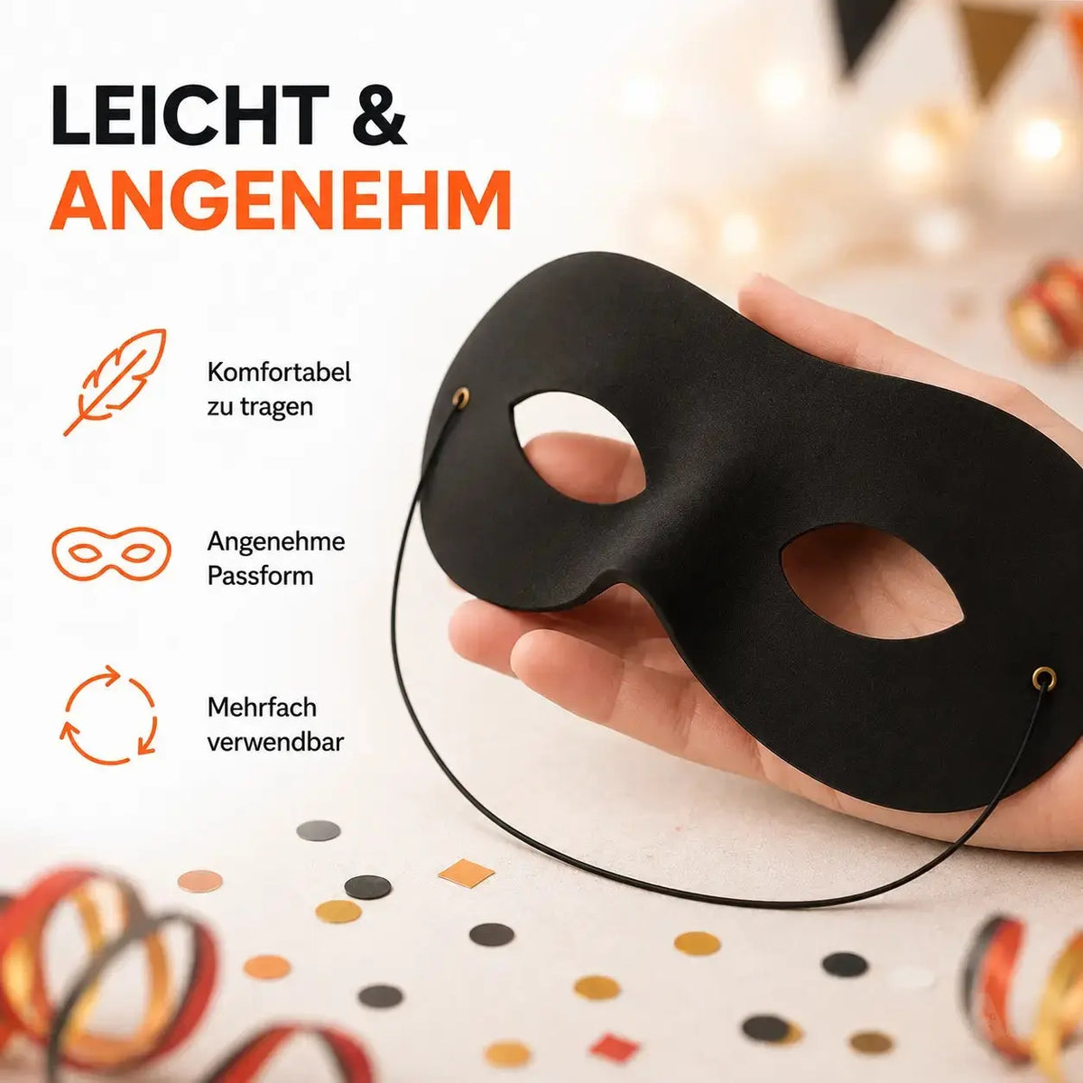 Augenmaske Bandit Zorro – schwarze Einbrecher Maske für Kinder & Erwachsene, ideal für Fasching – Detailansicht 2