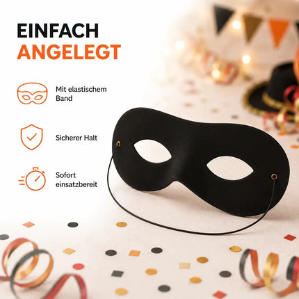 Augenmaske Bandit Zorro – schwarze Einbrecher Maske für Kinder & Erwachsene, ideal für Fasching & Karneval