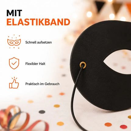 Augenmaske Bandit Zorro – schwarze Einbrecher Maske für Kinder & Erwachsene, ideal für Fasching & Karneval