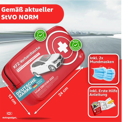 Auto Verbandstasche - Neue Norm 2025 - zertifiziert DIN 13164 - STVO