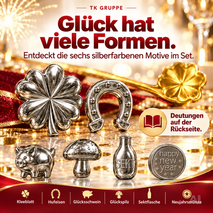 7er Zinngieß-Set Zinn gießen wie Bleigießen mit Löffel & Orakelheft - Gesellschaftsspiele