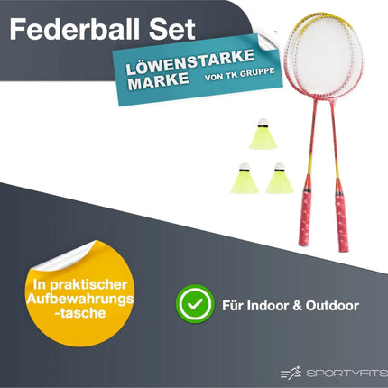 Badminton Set Erwachsene Federball Schläger inkl. 3X Federbälle Badmintonbälle