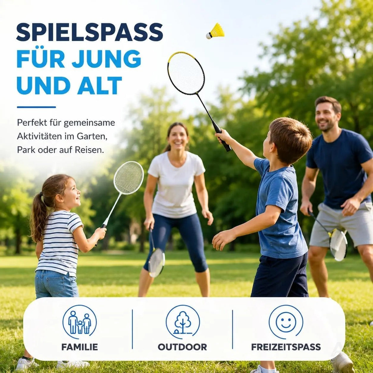 Badminton Set mit 2 Schlägern, Badmintonball & Tragetasche – Federball Set für Erwachsene – Detailansicht 6