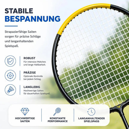 Badminton Set mit 2 Schlägern, Badmintonball & Tragetasche – Federball Set für Erwachsene – Detailansicht 3