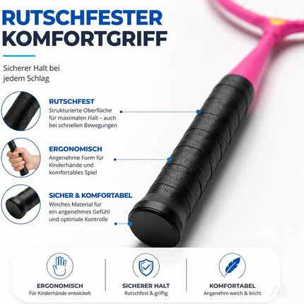 Badminton Set mit 2 Schlägern, Badmintonball & Tragetasche – Federball Set für Erwachsene – Detailansicht 3