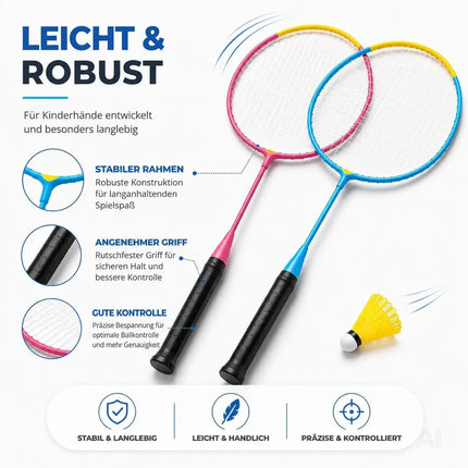 Badminton Set mit 2 Schlägern, Badmintonball & Tragetasche – Federball Set für Erwachsene – Detailansicht 5