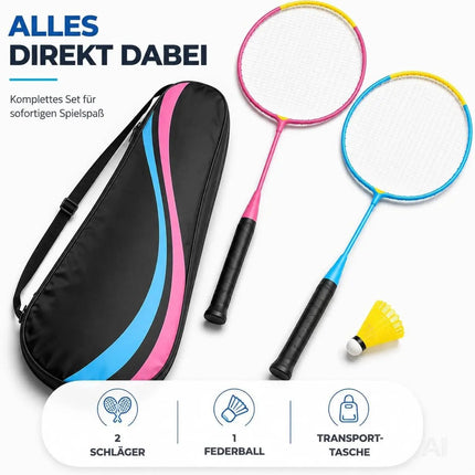 Badminton Set mit 2 Schlägern, Badmintonball & Tragetasche – Federball Set für Erwachsene – Detailansicht 7
