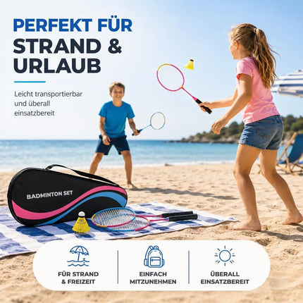 Badminton Set mit 2 Schlägern, Badmintonball & Tragetasche – Federball Set für Erwachsene – Detailansicht 2