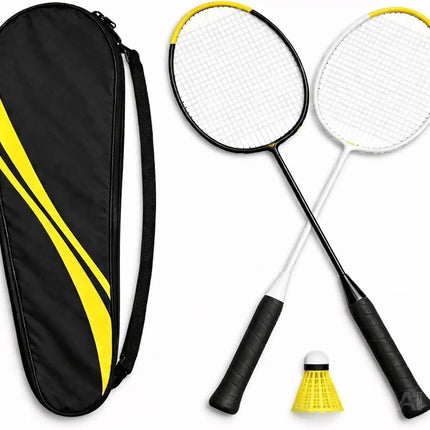 Badminton Set mit Tragetasche – 2 Profi Federballschläger & Badmintonball für Erwachsene