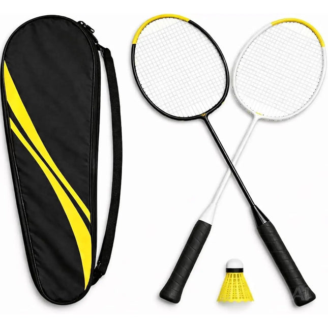 Badminton Set mit Tragetasche – 2 Profi Federballschläger & Badmintonball für Erwachsene