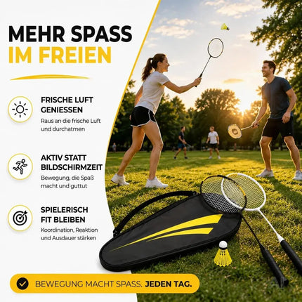 Badminton Set mit Tragetasche – 2 Profi Federballschläger & Badmintonball für Erwachsene – Detailansicht 2