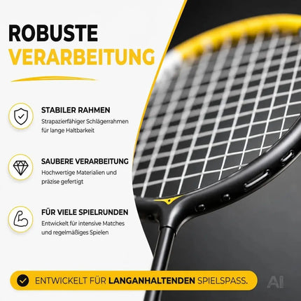 Badminton Set mit Tragetasche – 2 Profi Federballschläger & Badmintonball für Erwachsene – Detailansicht 3