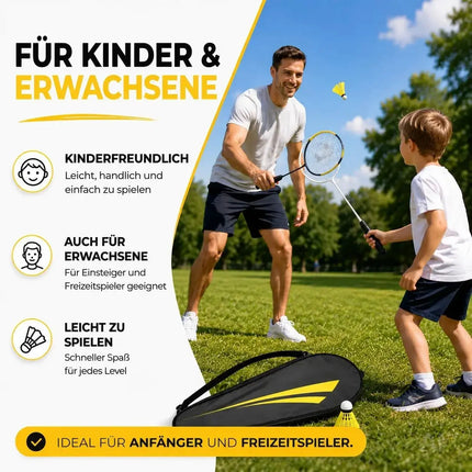 Badminton Set mit Tragetasche – 2 Profi Federballschläger & Badmintonball für Erwachsene – Detailansicht 4