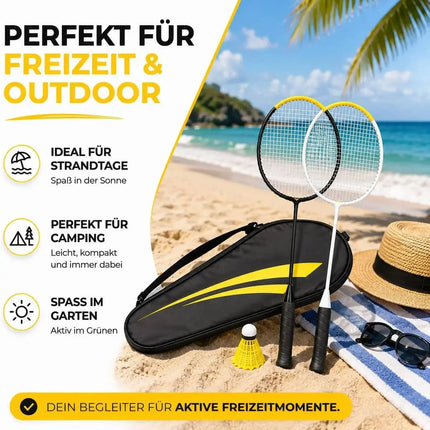 Badminton Set mit Tragetasche – 2 Profi Federballschläger & Badmintonball für Erwachsene – Detailansicht 5