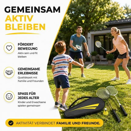 Badminton Set mit Tragetasche – 2 Profi Federballschläger & Badmintonball für Erwachsene – Detailansicht 6