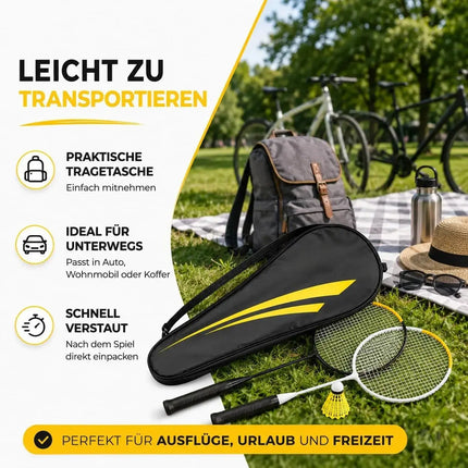 Badminton Set mit Tragetasche – 2 Profi Federballschläger & Badmintonball für Erwachsene – Detailansicht 7